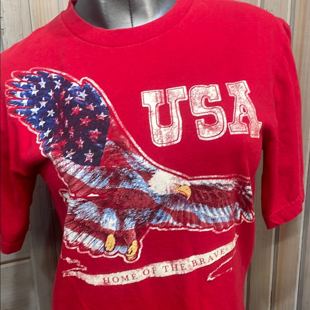 Faded Glory Red, White & Blue Flag Eagle USA Polo Tee